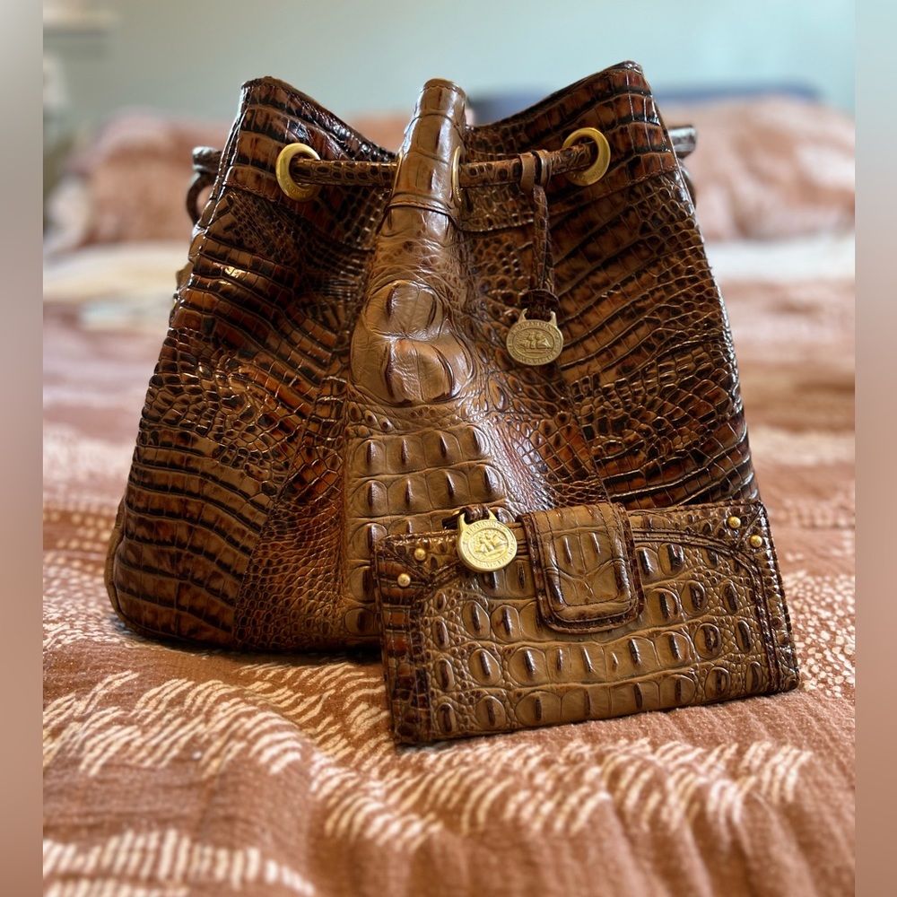 Brahmin Pecan Bucket Bag and matching Wallet